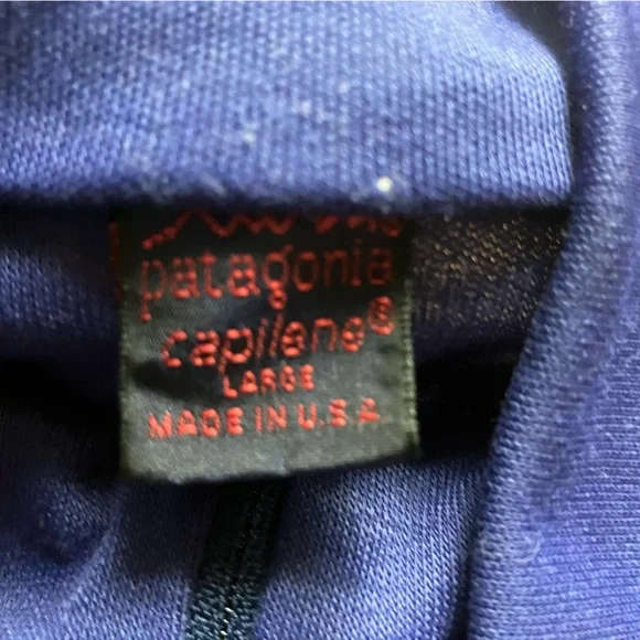 Patagonia Blue Long Sleeve Quarter-Zip Top, L, made in USA - Picture 2 of 2